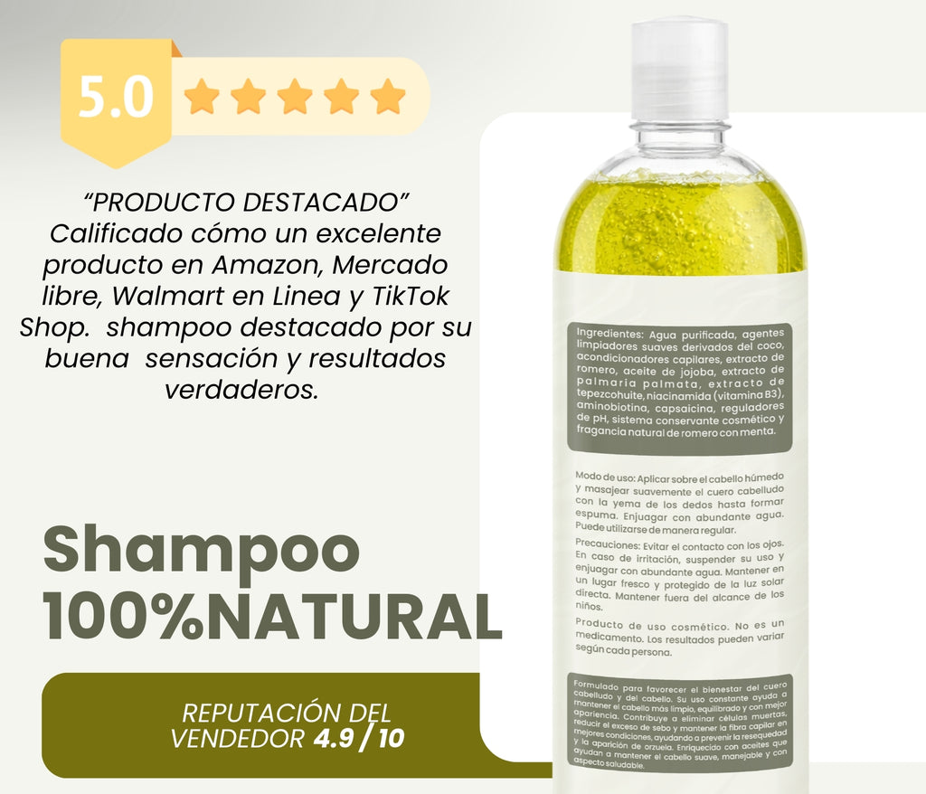 Shampoo Crescia 500ml. | Crecimiento Acelerado del Cabello, Anticaída Potente, Regeneración Capilar, Cabello Más Largo, Fuerte y Abundante desde la Raíz
