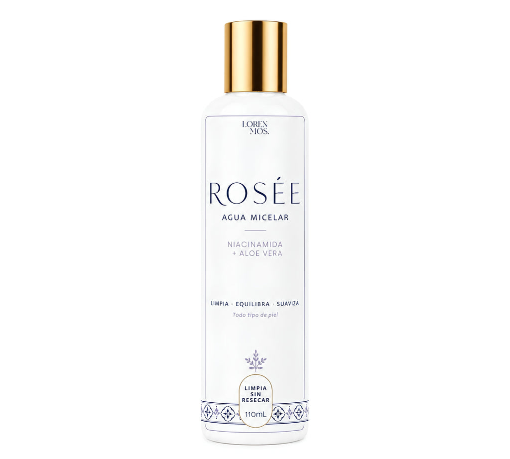 ROSÉE Agua Micelar con Niacinamida y Aloe Vera 110 mL, Limpieza Facial Suave sin Enjuague, Retira Impurezas y Exceso de Sebo sin Resecar, Todo Tipo de Piel – Loren Mos.