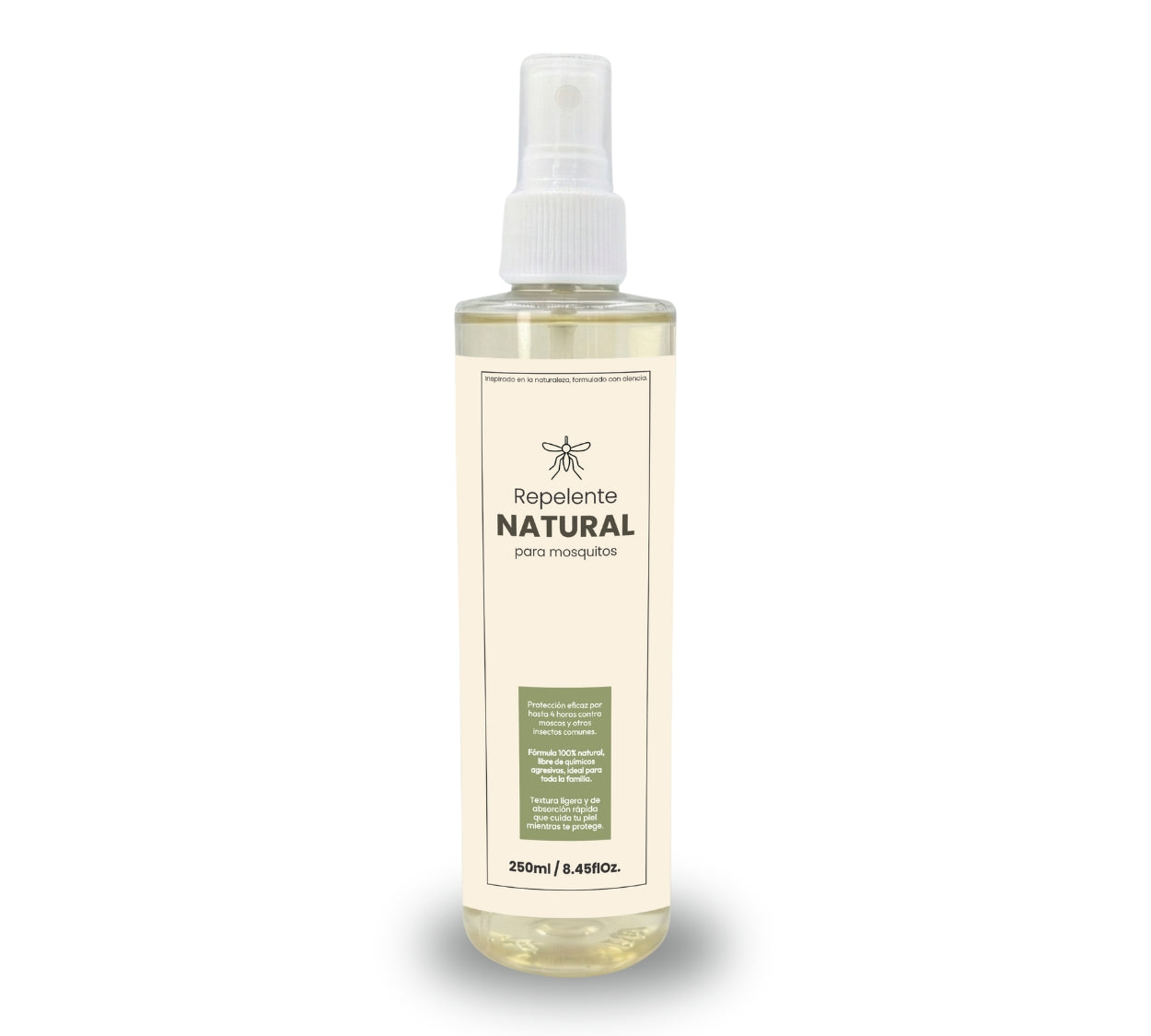 Repelente Natural 250 ml – Protección contra Mosquitos y Zancudos – Fórmula con Citronela y Eucalipto – Textura Ligera, Vegano, Biodegradable y Apto para Toda la Familia