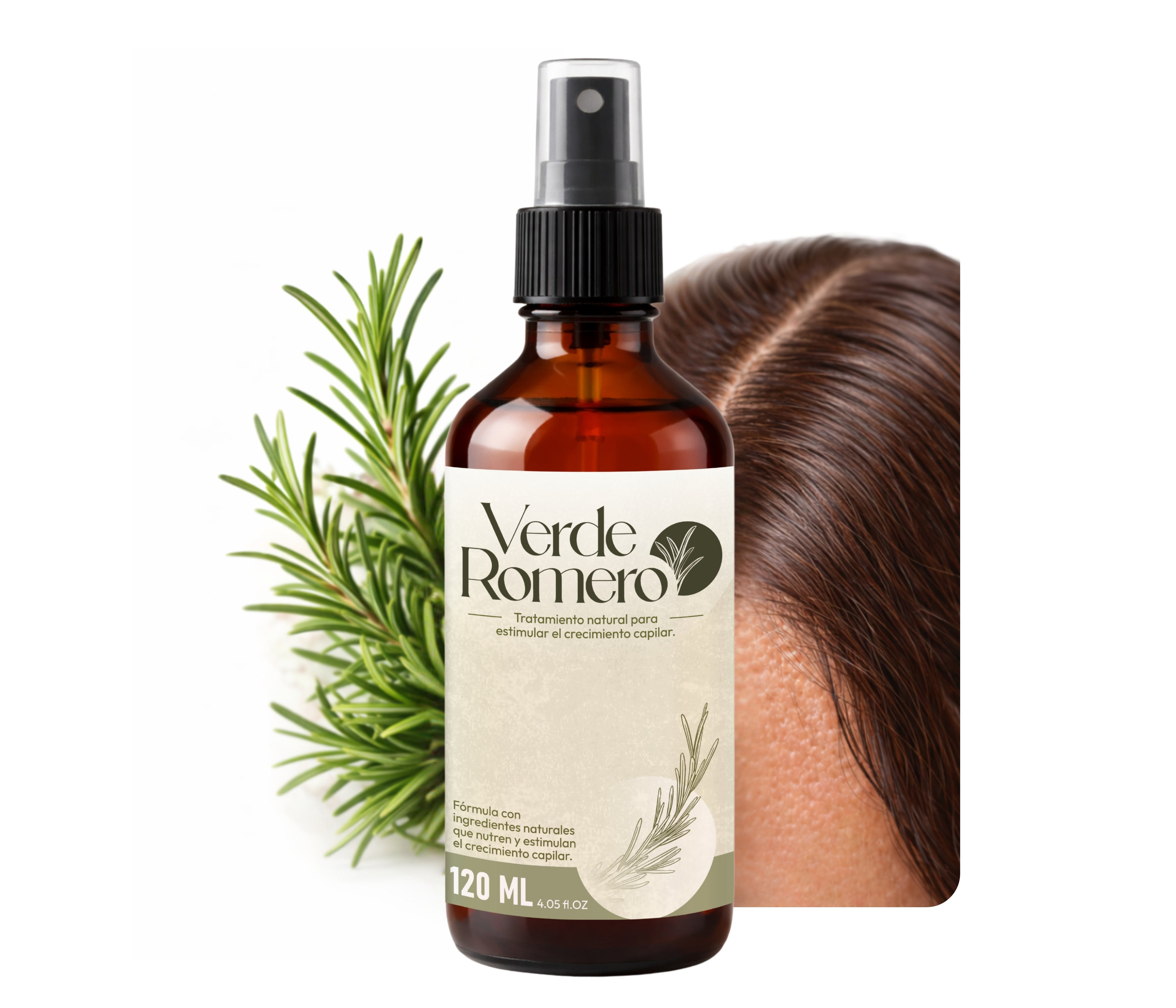 Verde Romero 120ml | Spray Capilar para Crecimiento, Anticaída y Cabello Más Fuerte