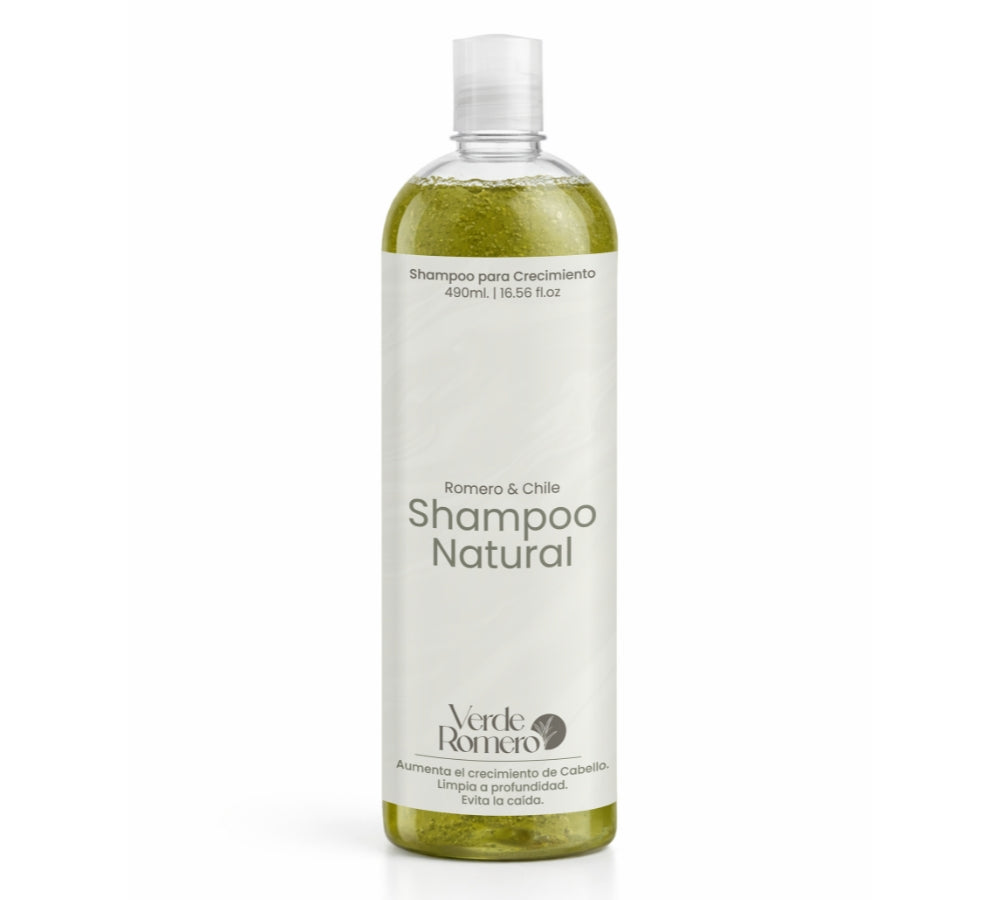 Verde Romero Shampoo 490ml. | Estimula el Crecimiento, Reduce la Caída y Fortalece el Cabello desde la Raíz