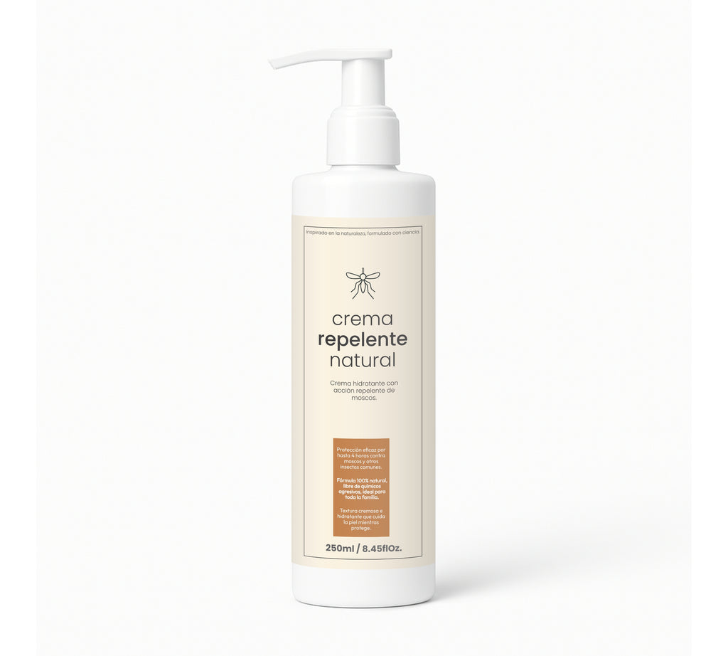 Crema Repelente Natural 250 ml – Protección Intensiva contra Moscos y Zancudos hasta 6h – Fórmula con Citronela y Eucalipto – Hidratante, Vegana, Biodegradable y Apta para Toda la Familia