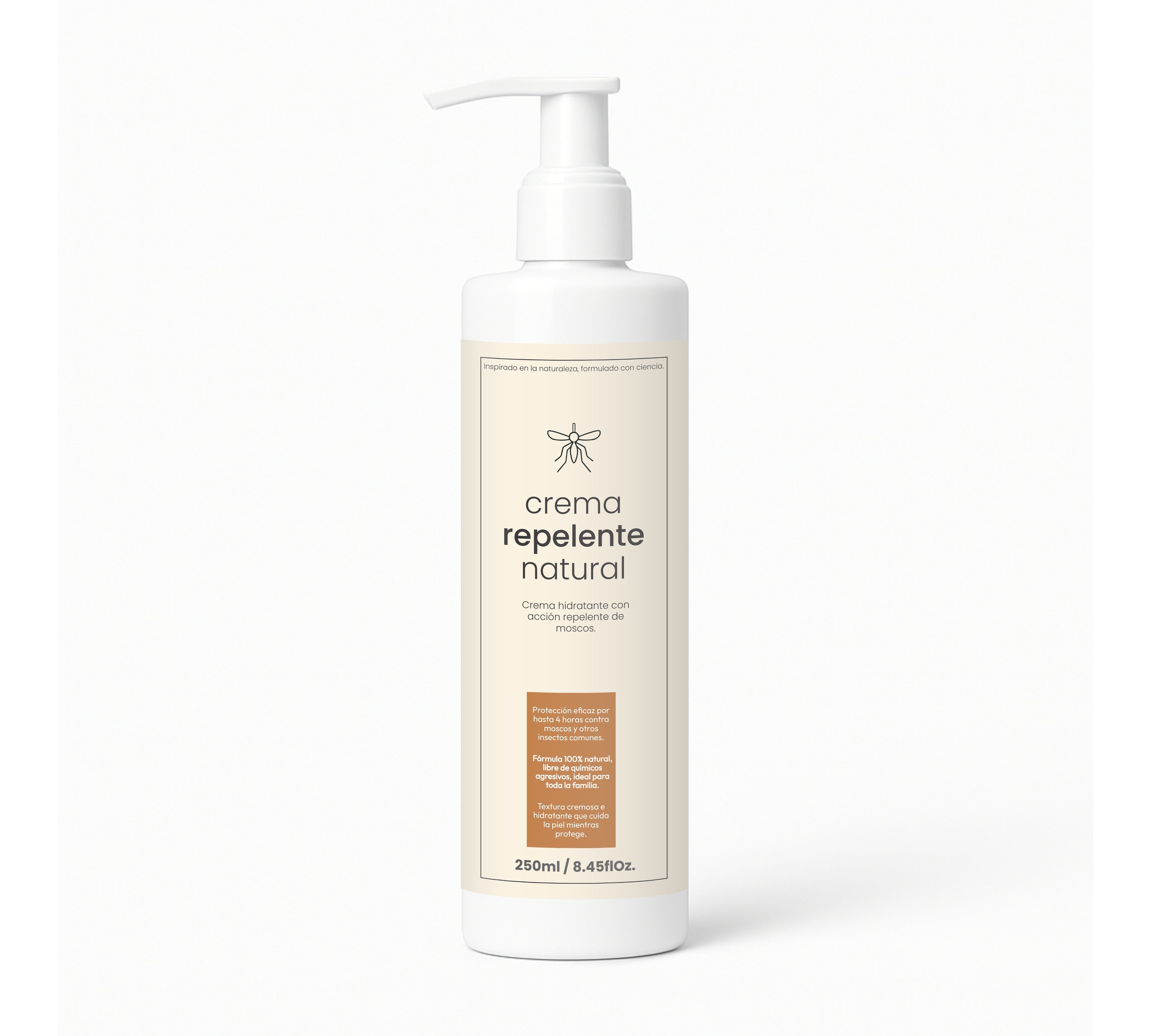 Crema Repelente Natural 250 ml – Protección Intensiva contra Moscos y Zancudos hasta 6h – Fórmula con Citronela y Eucalipto – Hidratante, Vegana, Biodegradable y Apta para Toda la Familia