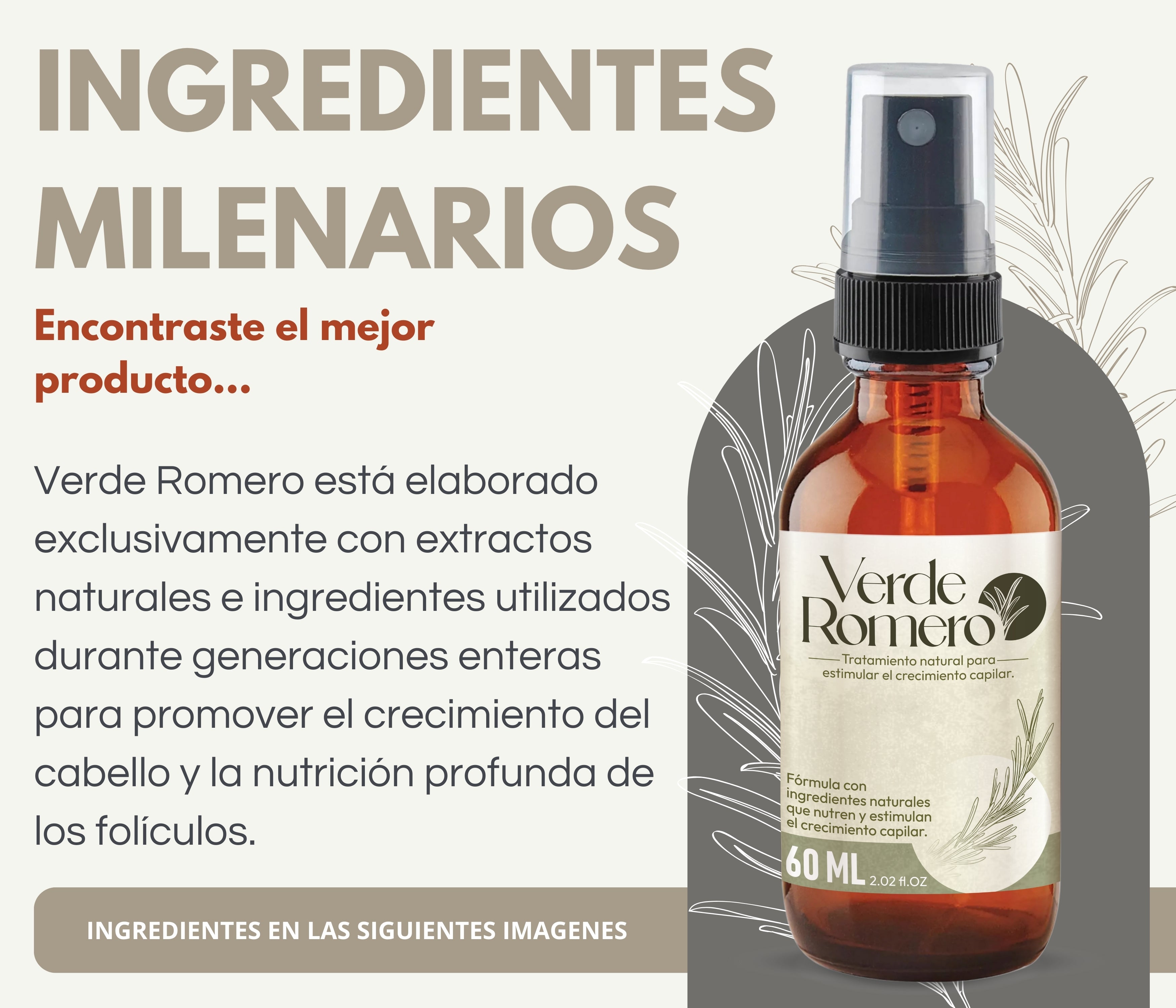Verde Romero 60ml | Spray Capilar para Crecimiento, Anticaída y Cabello Más Fuerte