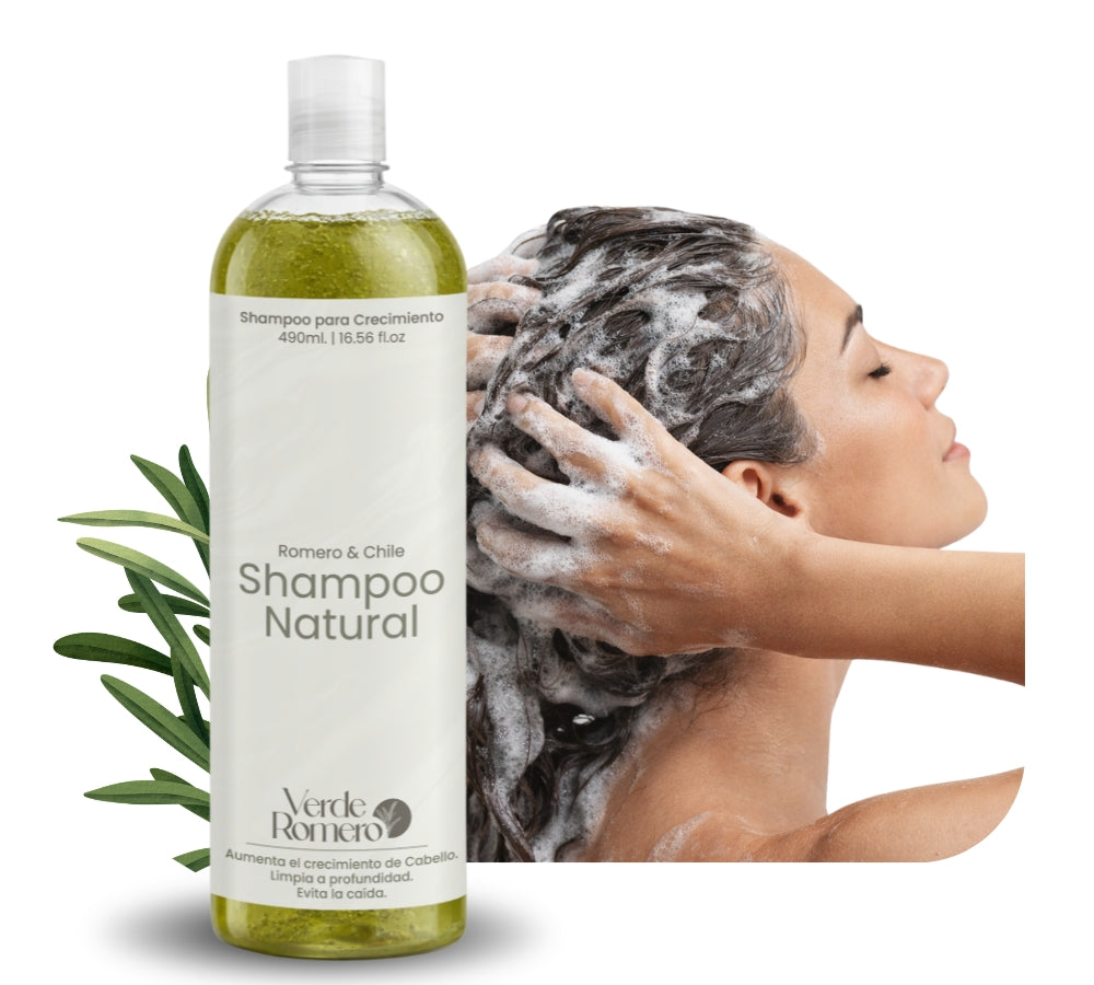 Verde Romero Shampoo 490ml. | Estimula el Crecimiento, Reduce la Caída y Fortalece el Cabello desde la Raíz
