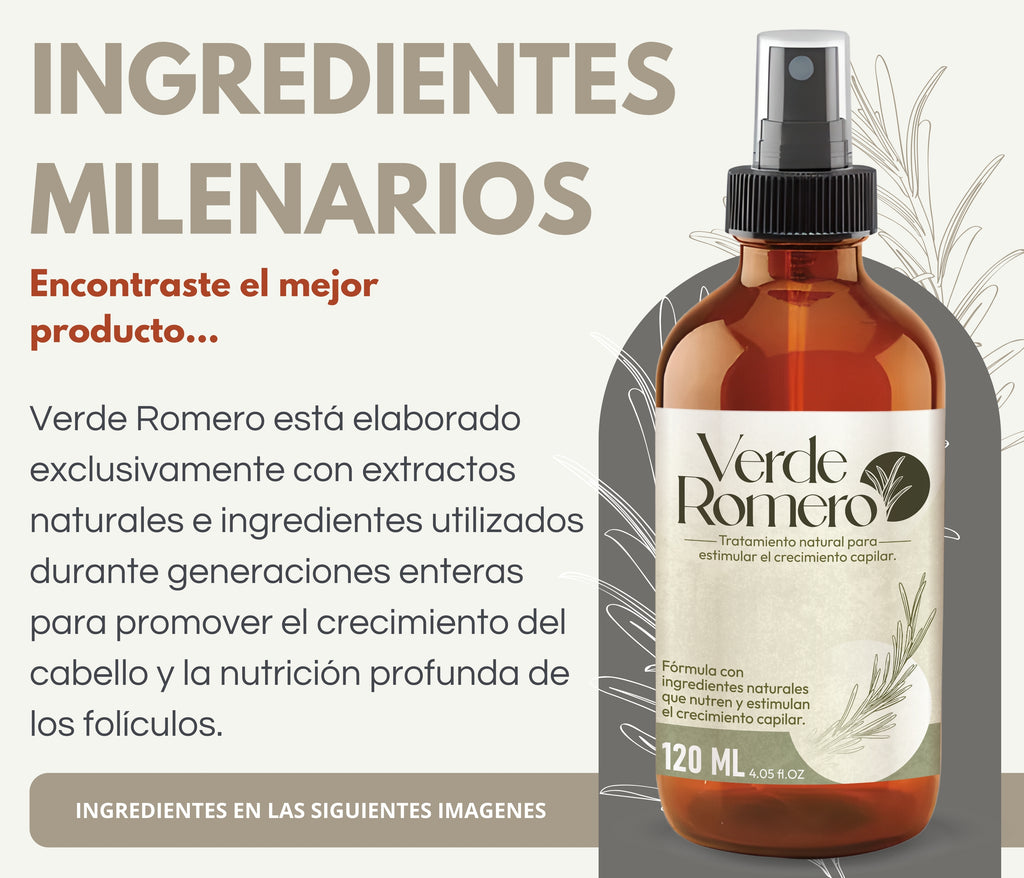 Verde Romero 120ml | Spray Capilar para Crecimiento, Anticaída y Cabello Más Fuerte