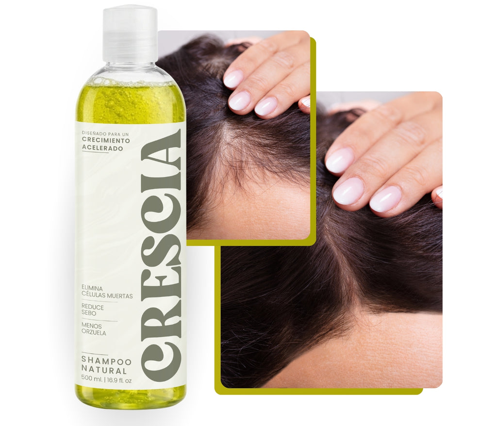 Shampoo Crescia 500ml. | Crecimiento Acelerado del Cabello, Anticaída Potente, Regeneración Capilar, Cabello Más Largo, Fuerte y Abundante desde la Raíz
