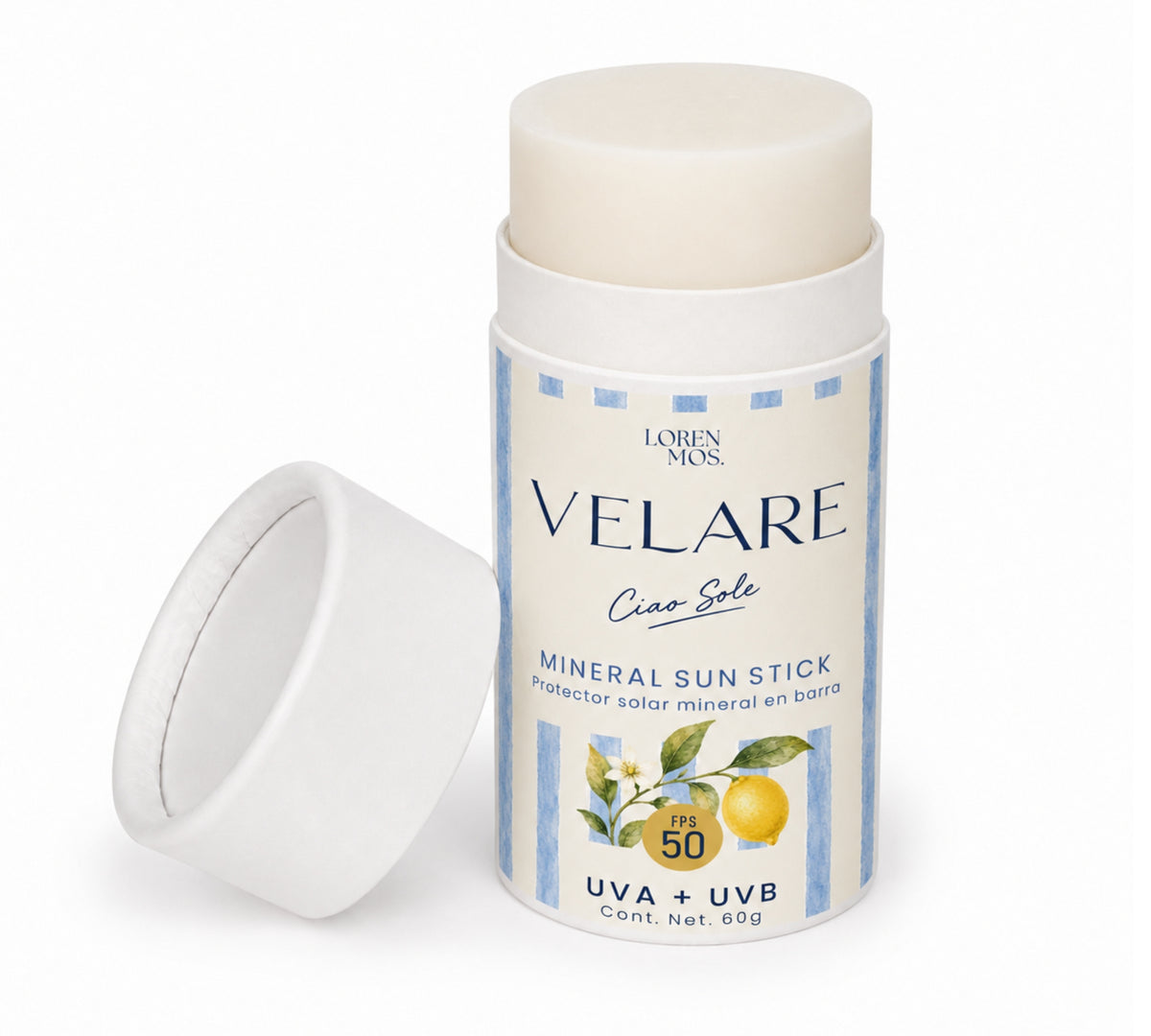 **VELARE Ciao Sole Mineral Sun Stick FPS 50 | Protección solar en barra para rostro y cuerpo, 60 g