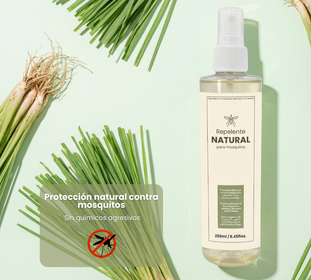 Repelente Natural 250 ml – Protección contra Mosquitos y Zancudos – Fórmula con Citronela y Eucalipto – Textura Ligera, Vegano, Biodegradable y Apto para Toda la Familia