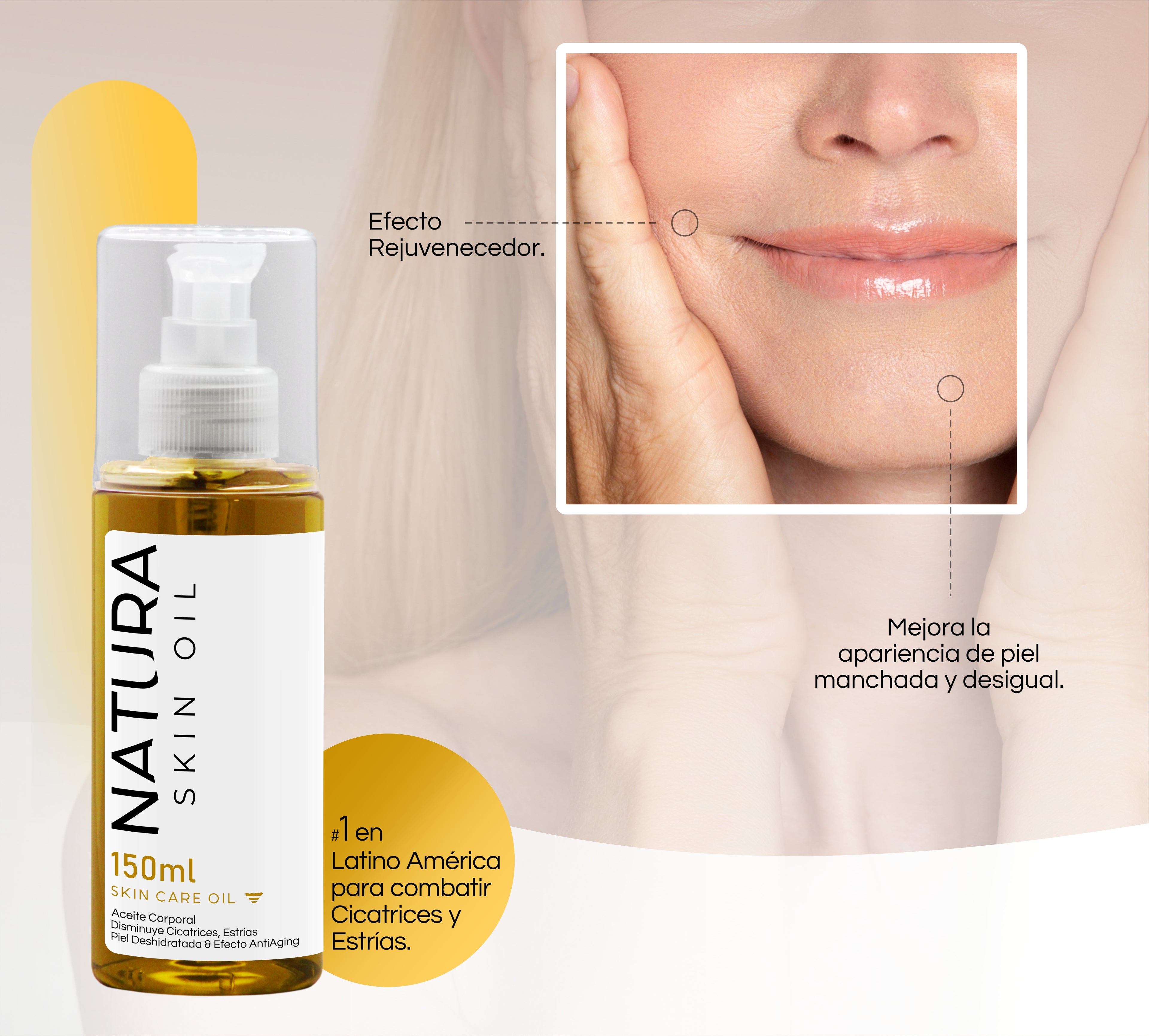 Natura Skin Oil 150ml. | Aceite Corporal Reduce Estrías y Cicatrices, Hidrata Profundamente y Mejora la Elasticidad de la Piel