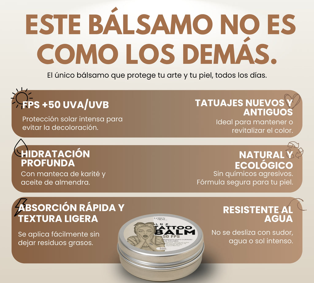 Tattoo Balm +50FPS 60gr. | Bálsamo para Tatuajes con Protección Solar e Hidratación Diaria