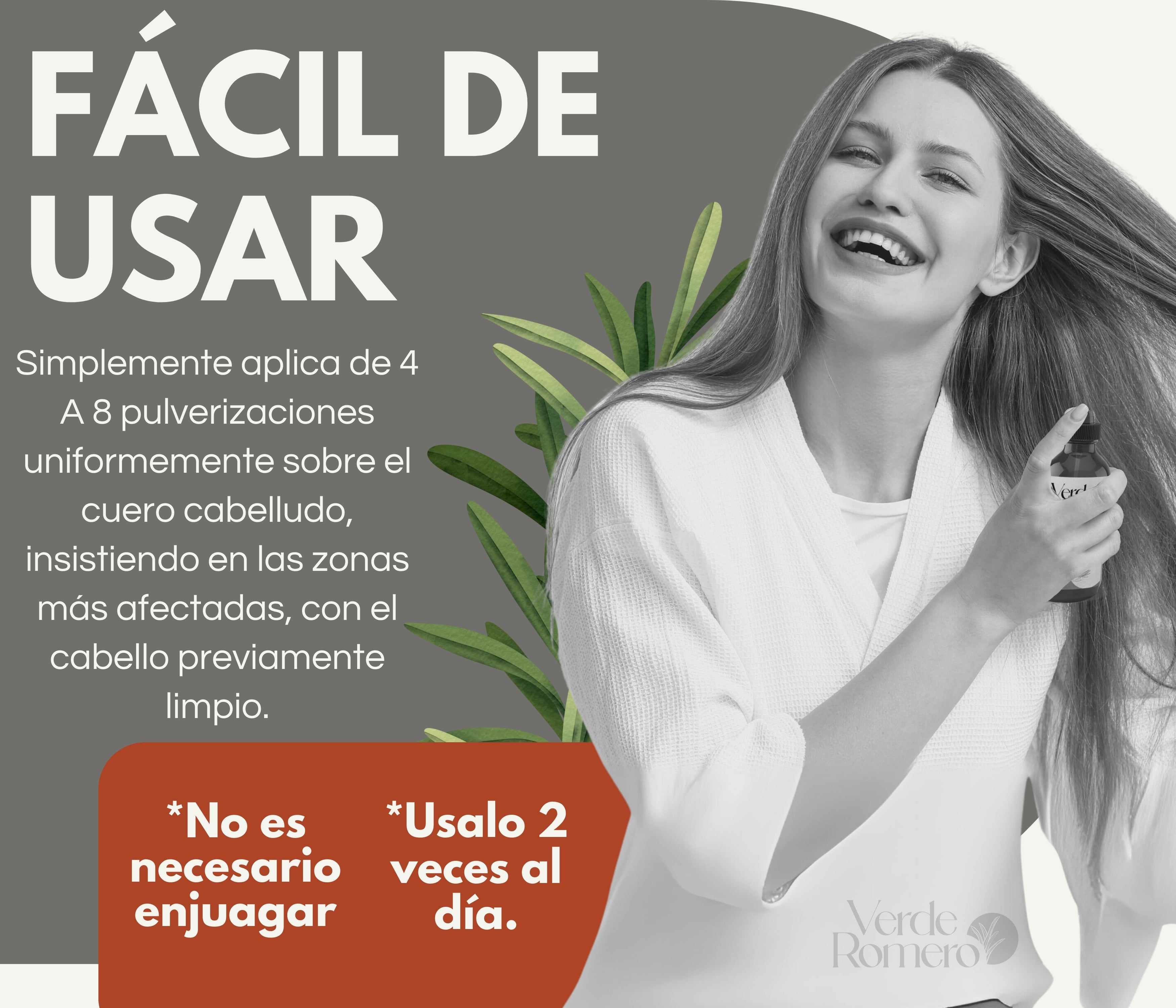 Verde Romero 60ml | Spray Capilar para Crecimiento, Anticaída y Cabello Más Fuerte