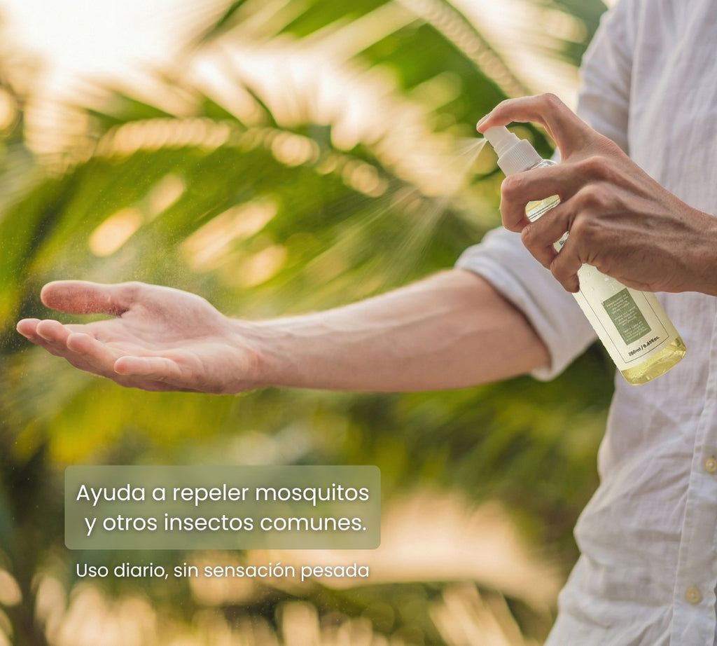 Repelente Natural 250 ml – Protección contra Mosquitos y Zancudos – Fórmula con Citronela y Eucalipto – Textura Ligera, Vegano, Biodegradable y Apto para Toda la Familia