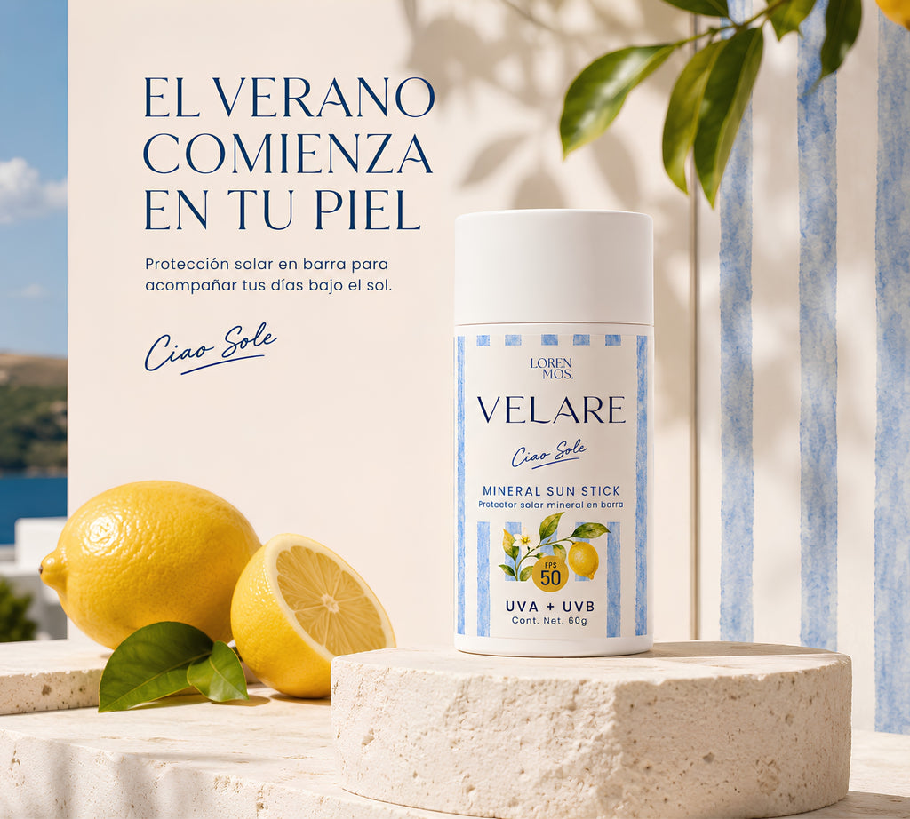 **VELARE Ciao Sole Mineral Sun Stick FPS 50 | Protección solar en barra para rostro y cuerpo, 60 g