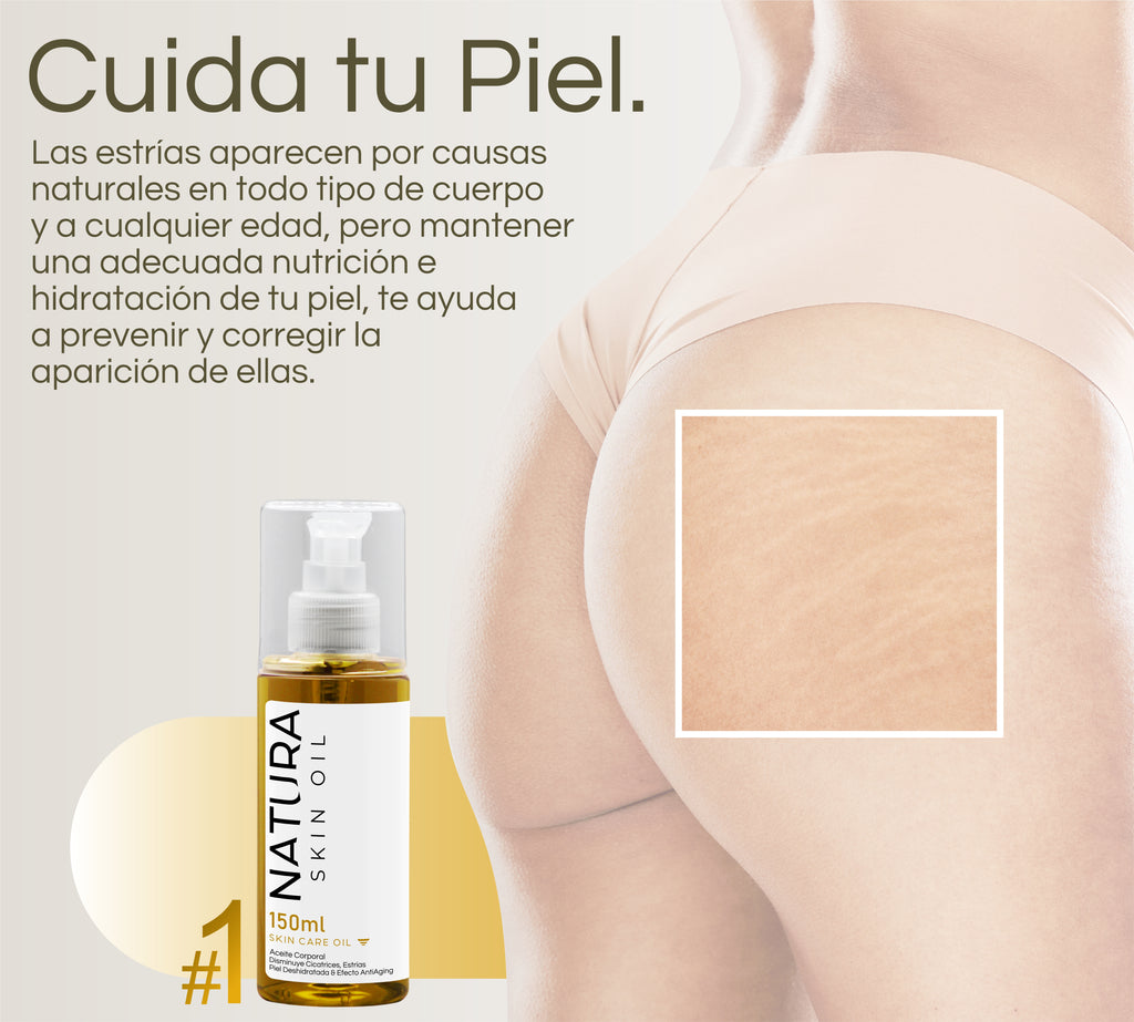 Natura Skin Oil 150ml. | Aceite Corporal Reduce Estrías y Cicatrices, Hidrata Profundamente y Mejora la Elasticidad de la Piel