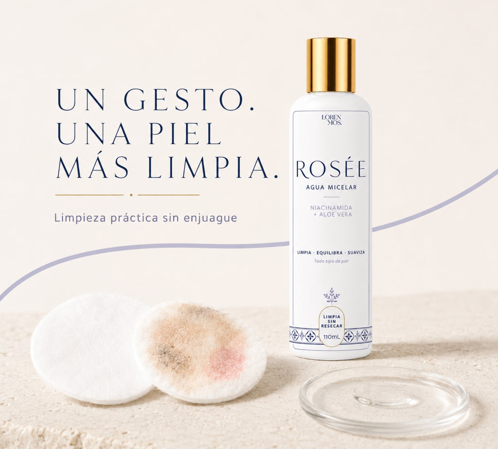 ROSÉE Agua Micelar con Niacinamida y Aloe Vera 110 mL, Limpieza Facial Suave sin Enjuague, Retira Impurezas y Exceso de Sebo sin Resecar, Todo Tipo de Piel – Loren Mos.