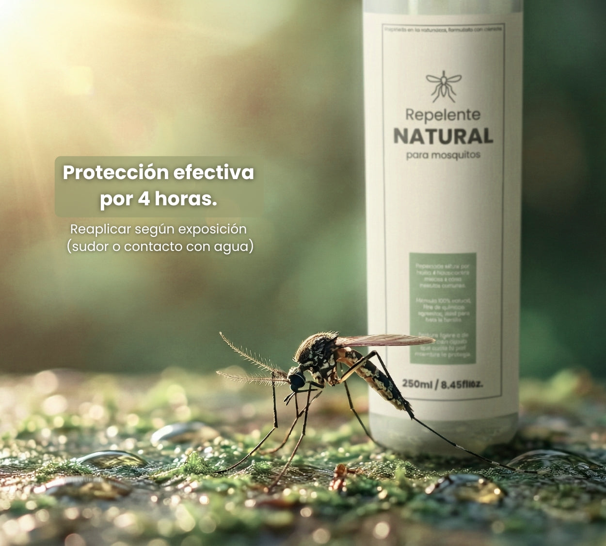 Repelente Natural 250 ml – Protección contra Mosquitos y Zancudos – Fórmula con Citronela y Eucalipto – Textura Ligera, Vegano, Biodegradable y Apto para Toda la Familia