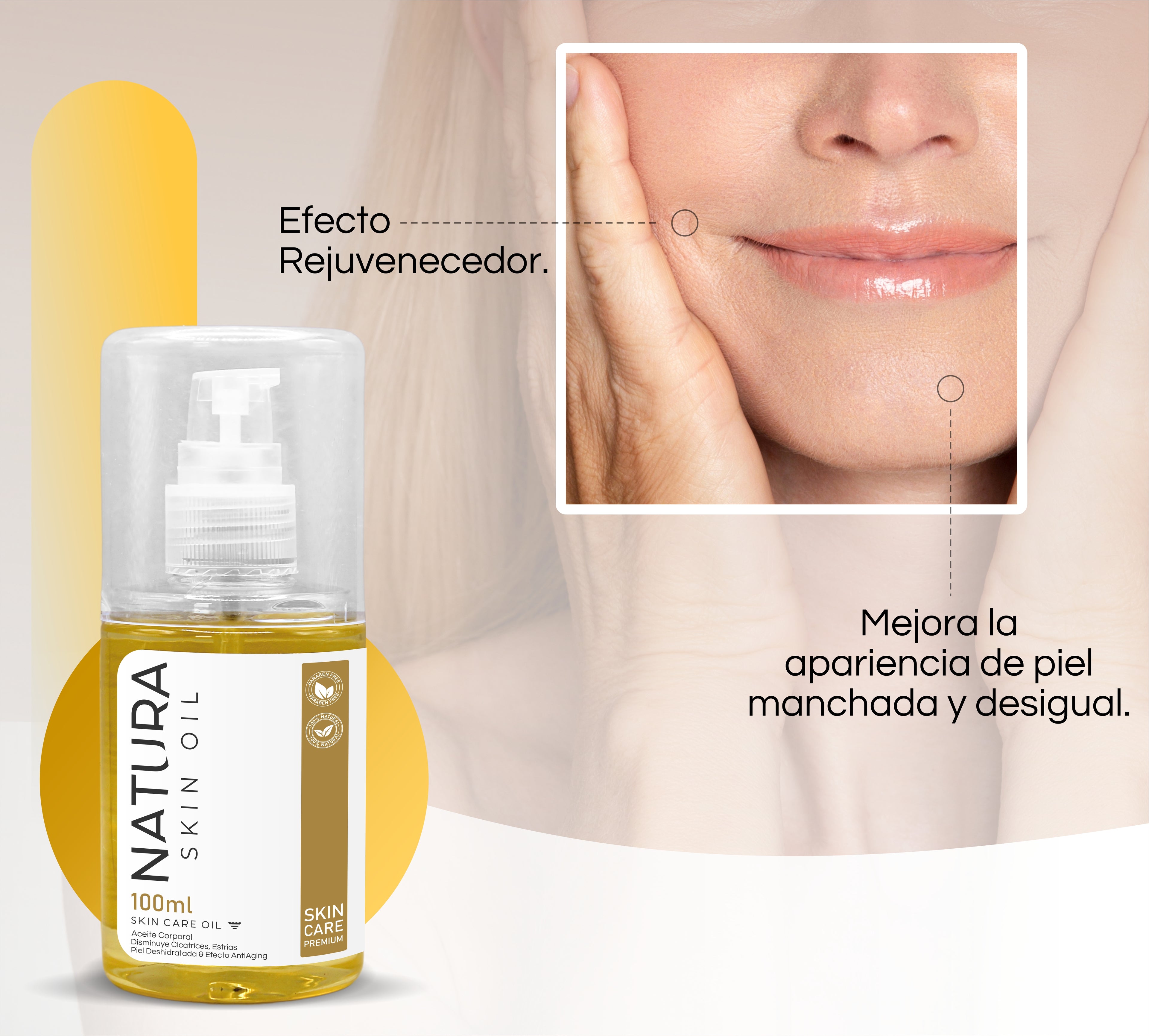 Natura Skin Oil 100ml. | Aceite Corporal Reduce Estrías y Cicatrices, Hidrata Profundamente y Mejora la Elasticidad de la Piel