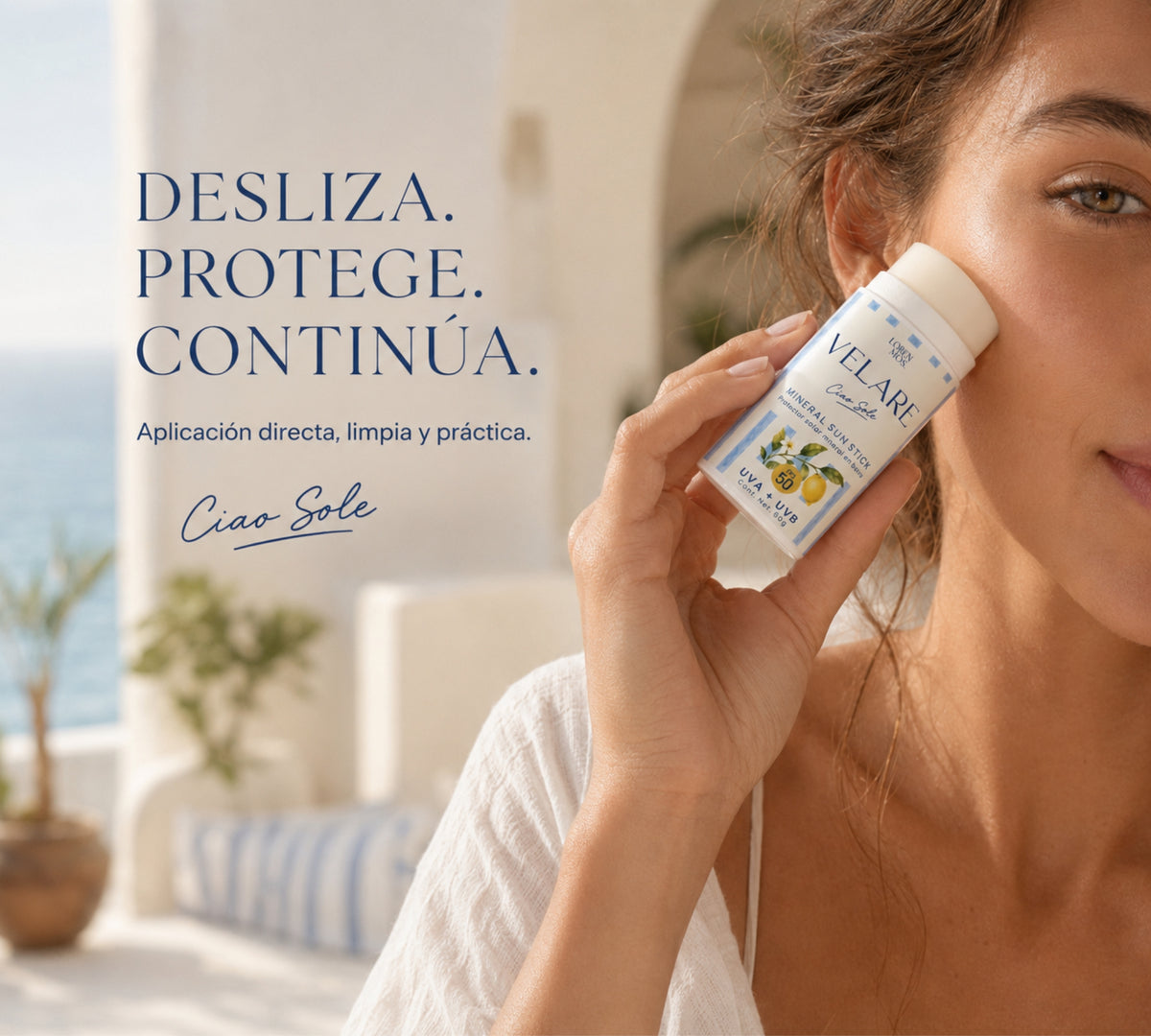 **VELARE Ciao Sole Mineral Sun Stick FPS 50 | Protección solar en barra para rostro y cuerpo, 60 g