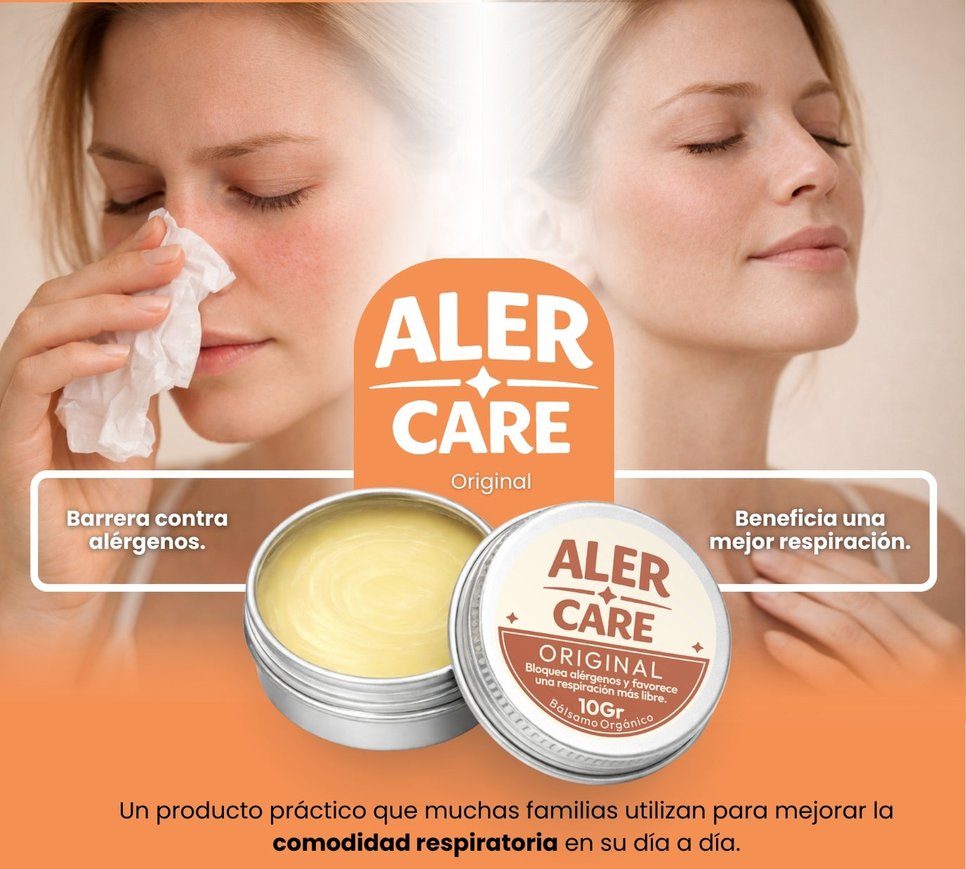 AlerCare Original 10gr. | Barrera Nasal Anti Alergias que Bloquea Polen, Polvo y Ácaros y Despeja la Respiración al Instante