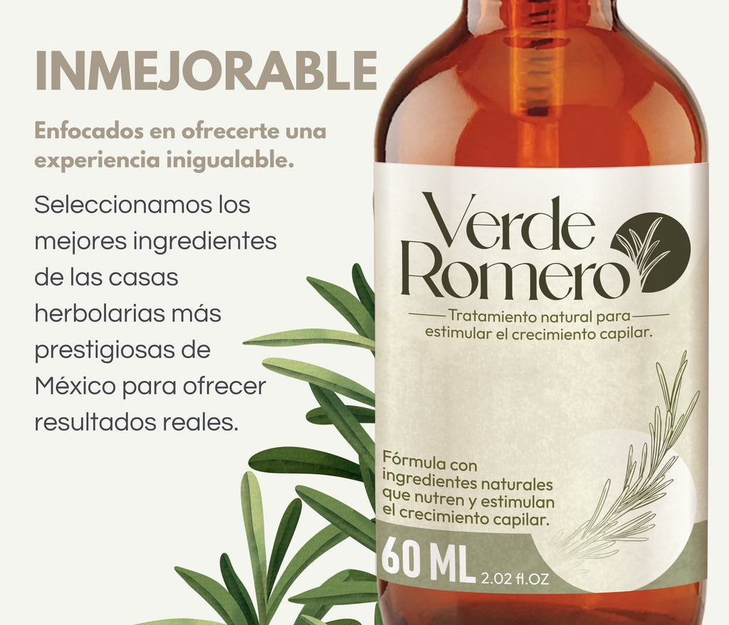 Verde Romero 60ml | Spray Capilar para Crecimiento, Anticaída y Cabello Más Fuerte