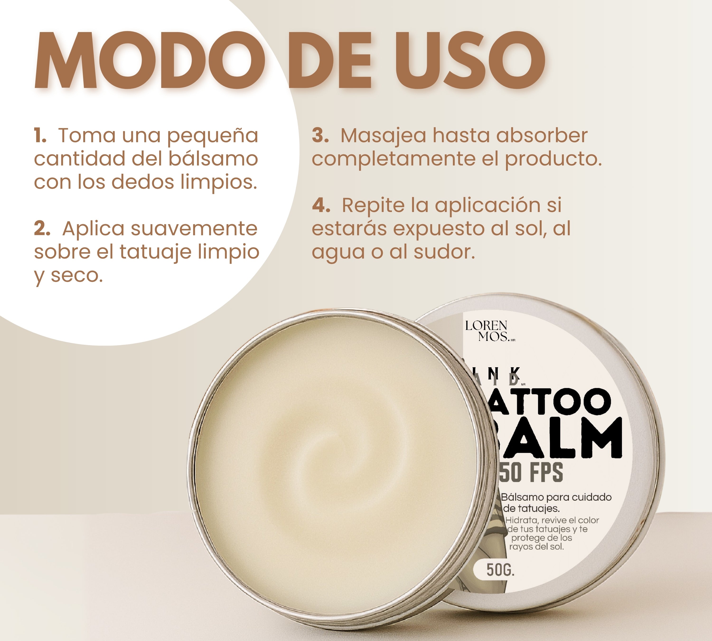 Tattoo Balm +50FPS 60gr. | Bálsamo para Tatuajes con Protección Solar e Hidratación Diaria
