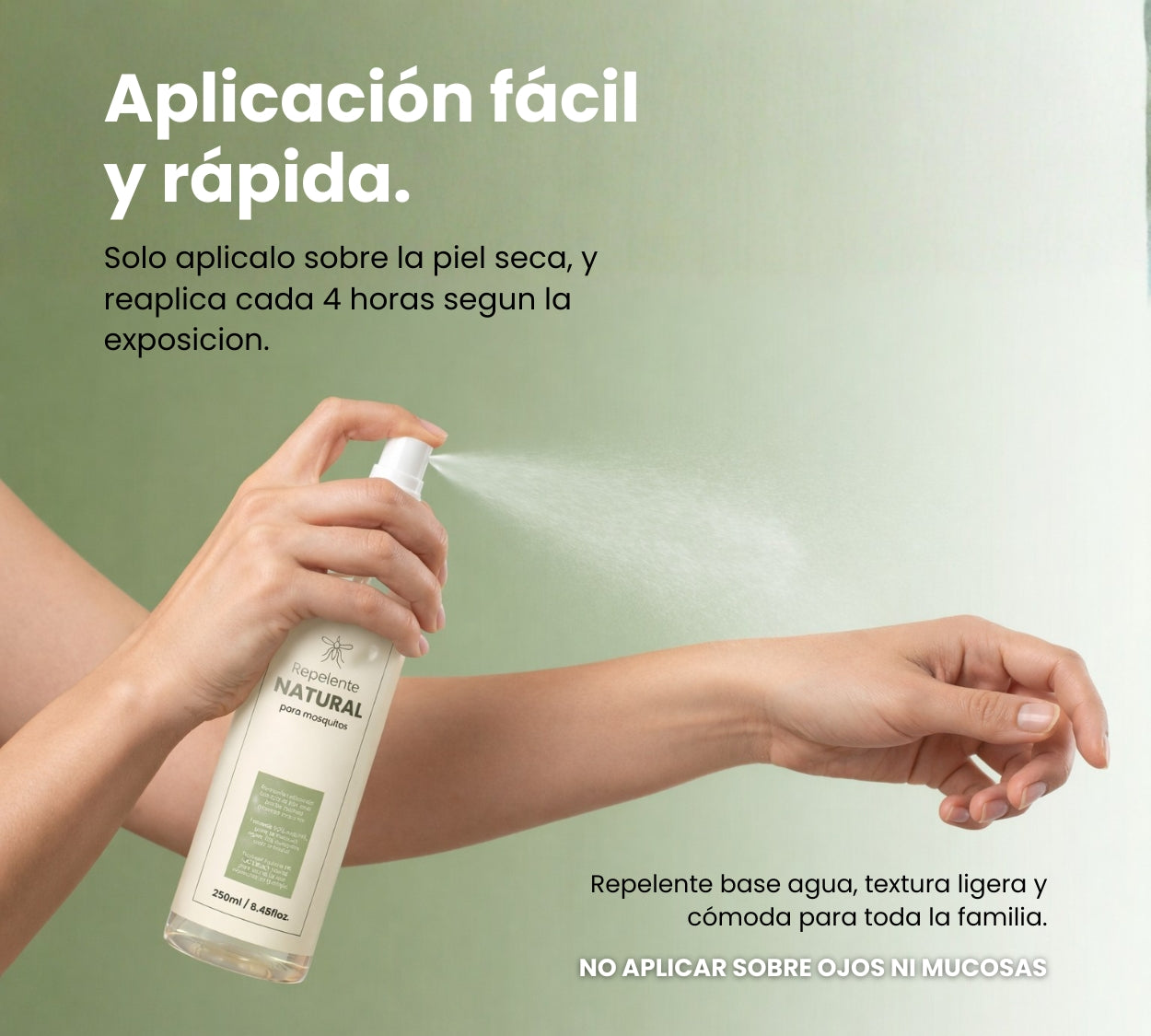 Repelente Natural 250 ml – Protección contra Mosquitos y Zancudos – Fórmula con Citronela y Eucalipto – Textura Ligera, Vegano, Biodegradable y Apto para Toda la Familia