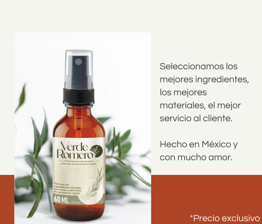 Verde Romero 60ml | Spray Capilar para Crecimiento, Anticaída y Cabello Más Fuerte